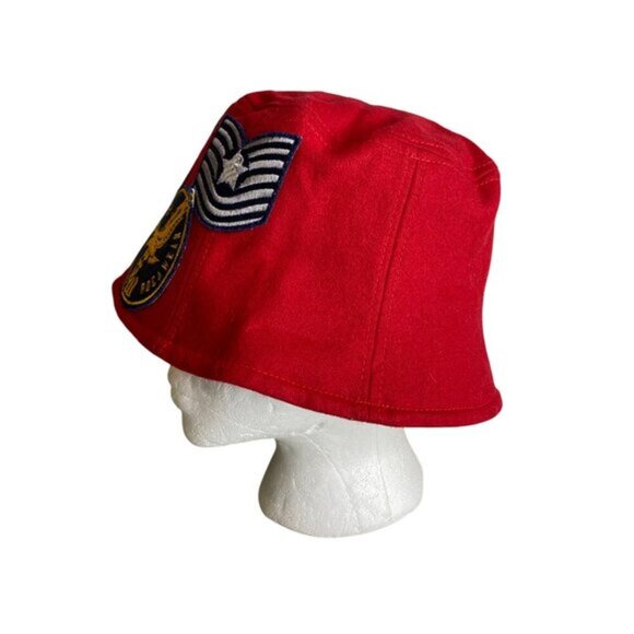 Y2K Rocawear Red Wool & Viscose Bucket Hat With Embroidered Patches - Picture 4 of 6